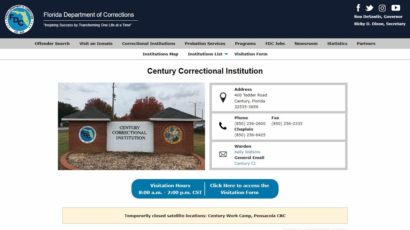 Century Correctional Institution -- Florida Department of Corrections