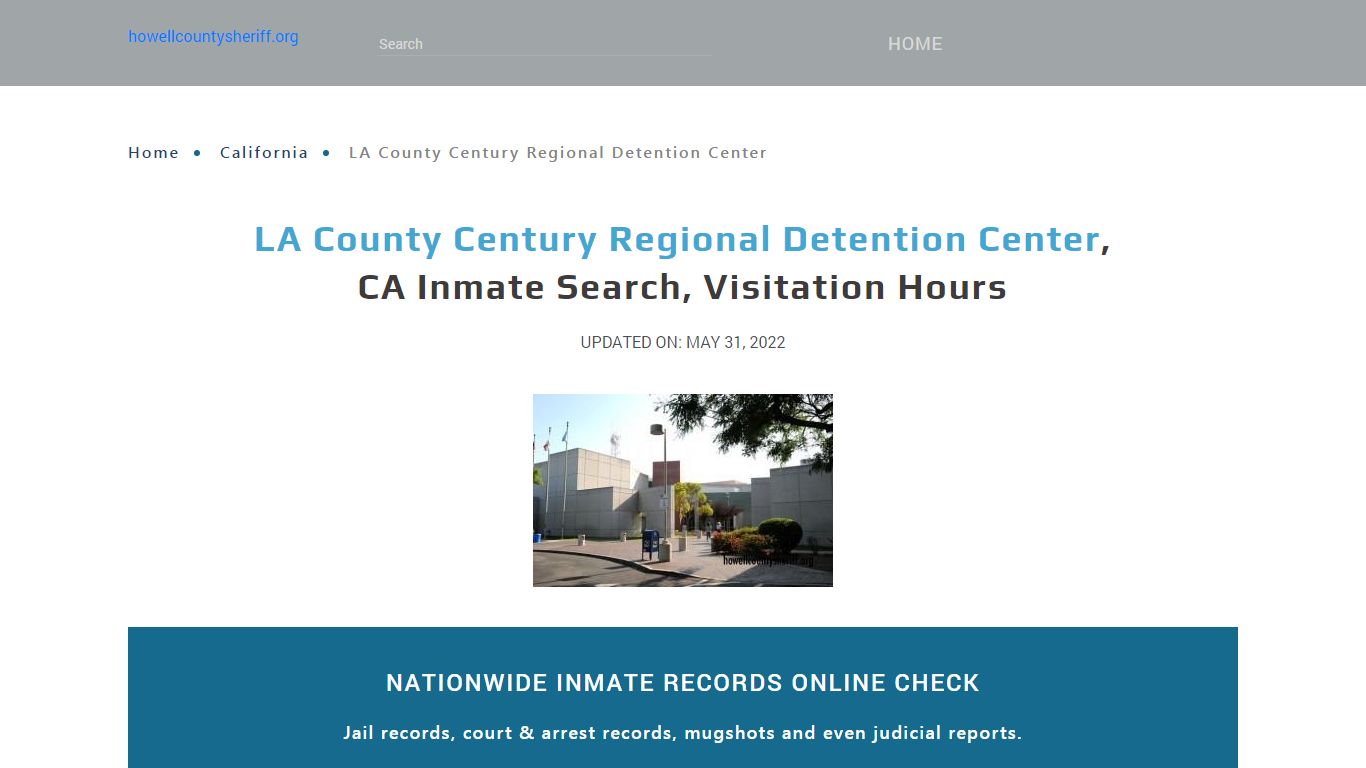 LA County Century Regional Detention Center, CA Inmate Search ...